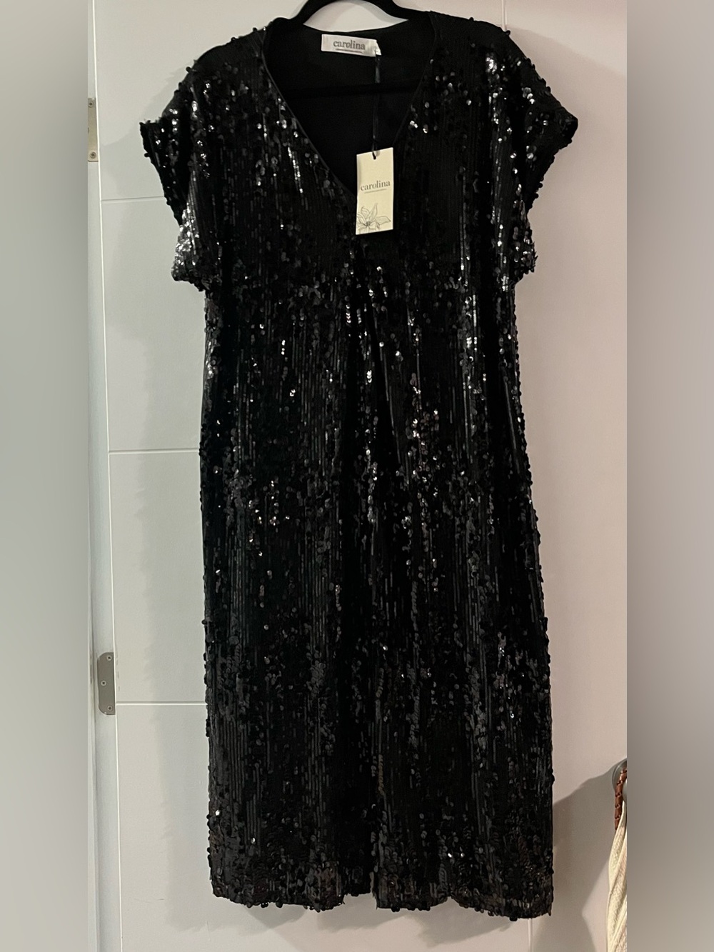 Carolina Black Sequin Midi Dress